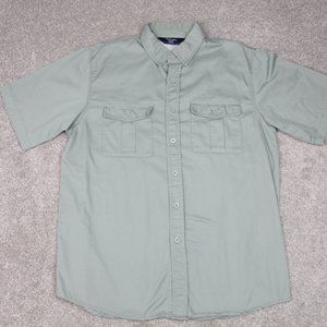 Walls Work Wear Shirt Men's Large Green Button Down Short Sleeve Vented Lined